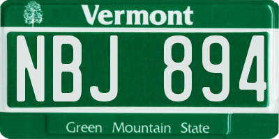 VT license plate NBJ894