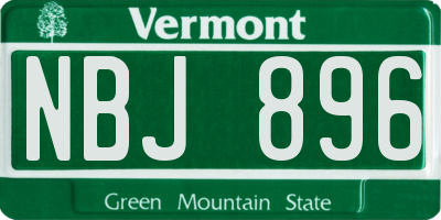 VT license plate NBJ896