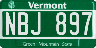 VT license plate NBJ897
