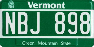 VT license plate NBJ898