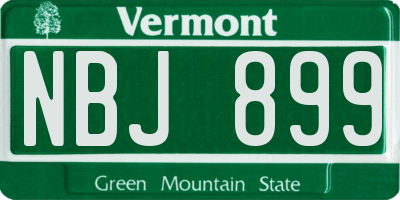 VT license plate NBJ899
