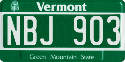 VT license plate NBJ903