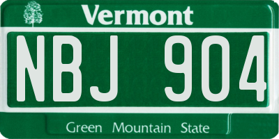 VT license plate NBJ904