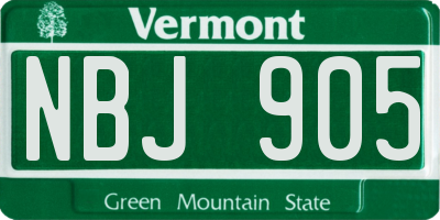 VT license plate NBJ905
