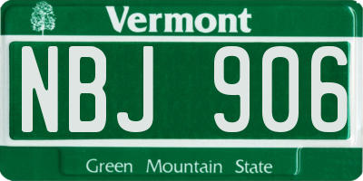 VT license plate NBJ906