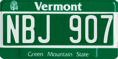 VT license plate NBJ907