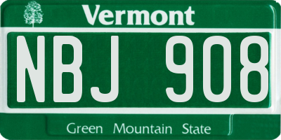 VT license plate NBJ908