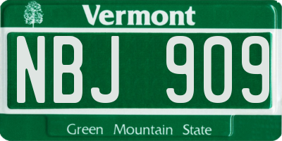 VT license plate NBJ909