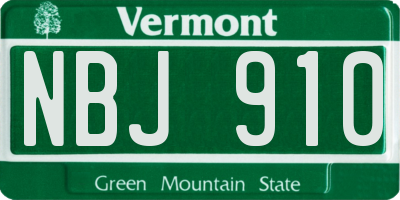 VT license plate NBJ910