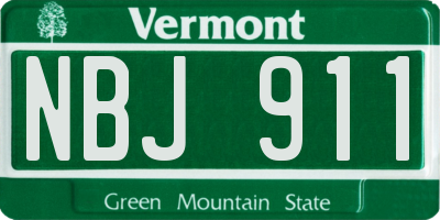 VT license plate NBJ911