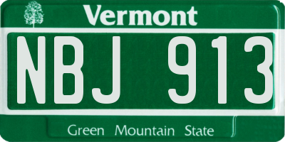 VT license plate NBJ913