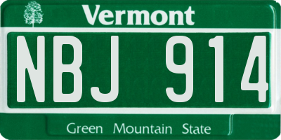 VT license plate NBJ914
