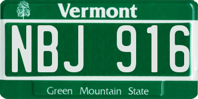 VT license plate NBJ916
