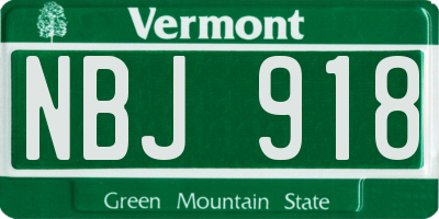 VT license plate NBJ918