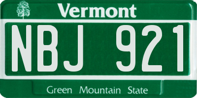 VT license plate NBJ921