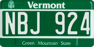 VT license plate NBJ924