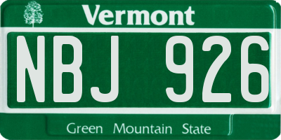VT license plate NBJ926