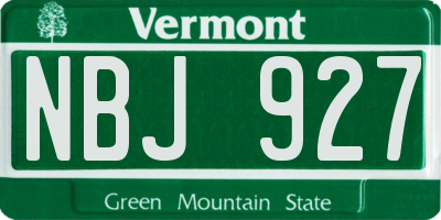 VT license plate NBJ927