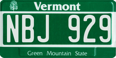 VT license plate NBJ929