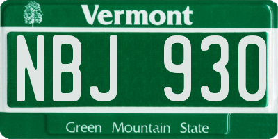 VT license plate NBJ930