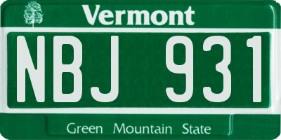 VT license plate NBJ931