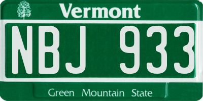 VT license plate NBJ933