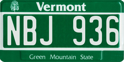 VT license plate NBJ936