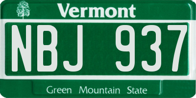 VT license plate NBJ937