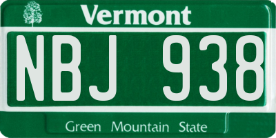 VT license plate NBJ938