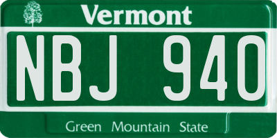VT license plate NBJ940
