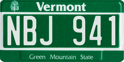 VT license plate NBJ941