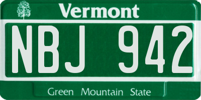 VT license plate NBJ942