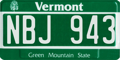VT license plate NBJ943
