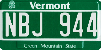 VT license plate NBJ944