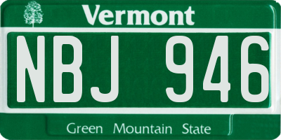 VT license plate NBJ946