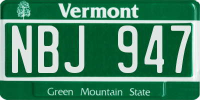 VT license plate NBJ947
