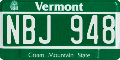 VT license plate NBJ948