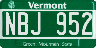 VT license plate NBJ952