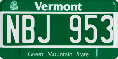 VT license plate NBJ953