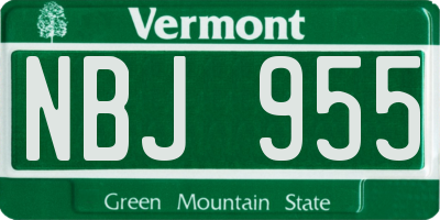 VT license plate NBJ955