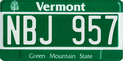 VT license plate NBJ957