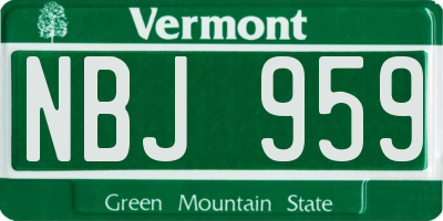 VT license plate NBJ959