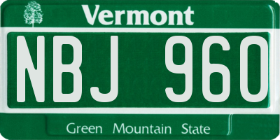 VT license plate NBJ960
