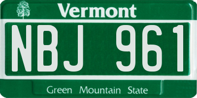 VT license plate NBJ961