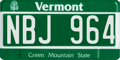 VT license plate NBJ964