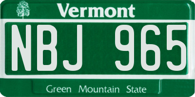 VT license plate NBJ965