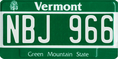 VT license plate NBJ966