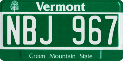 VT license plate NBJ967