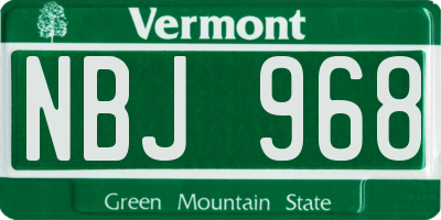 VT license plate NBJ968