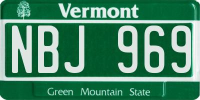 VT license plate NBJ969